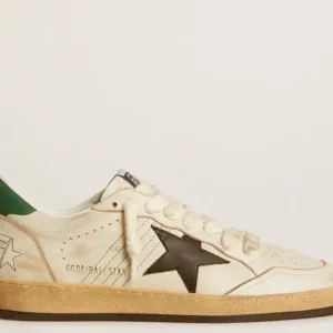 Ball Star Uomo con stella in pelle nera e talloncino in pelle verde